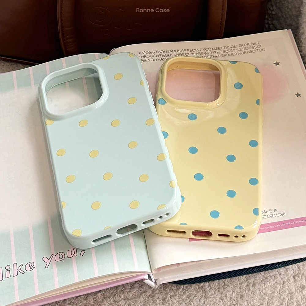 INS Niedliche Polka Dot Weiche Handyhülle für iPhone 14 16 15 17 18 Pro Max Koreanische Candy Pink Handy Schutzhülle Rückseite – Detail 10