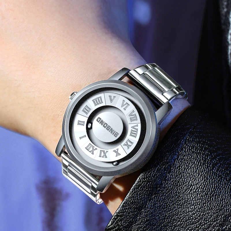 Cool Magnetic Levitation Quartz Watch For Men Creative Needle Scrolling Beads Watch Men Chronograph Clock Relogio Masculino +BOX