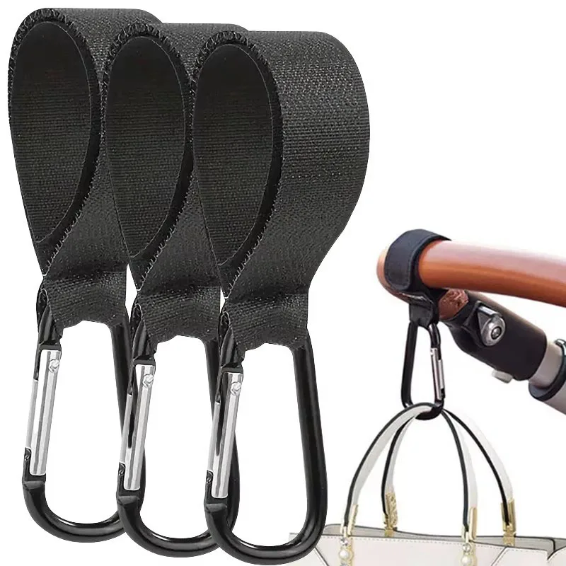 

1-6Pcs Stroller Hooks Adhesive Clasp Loop Buckle Clips Carabiner Cart Organizer Diaper Bag Shopping Pram Hook Buckles Hanger