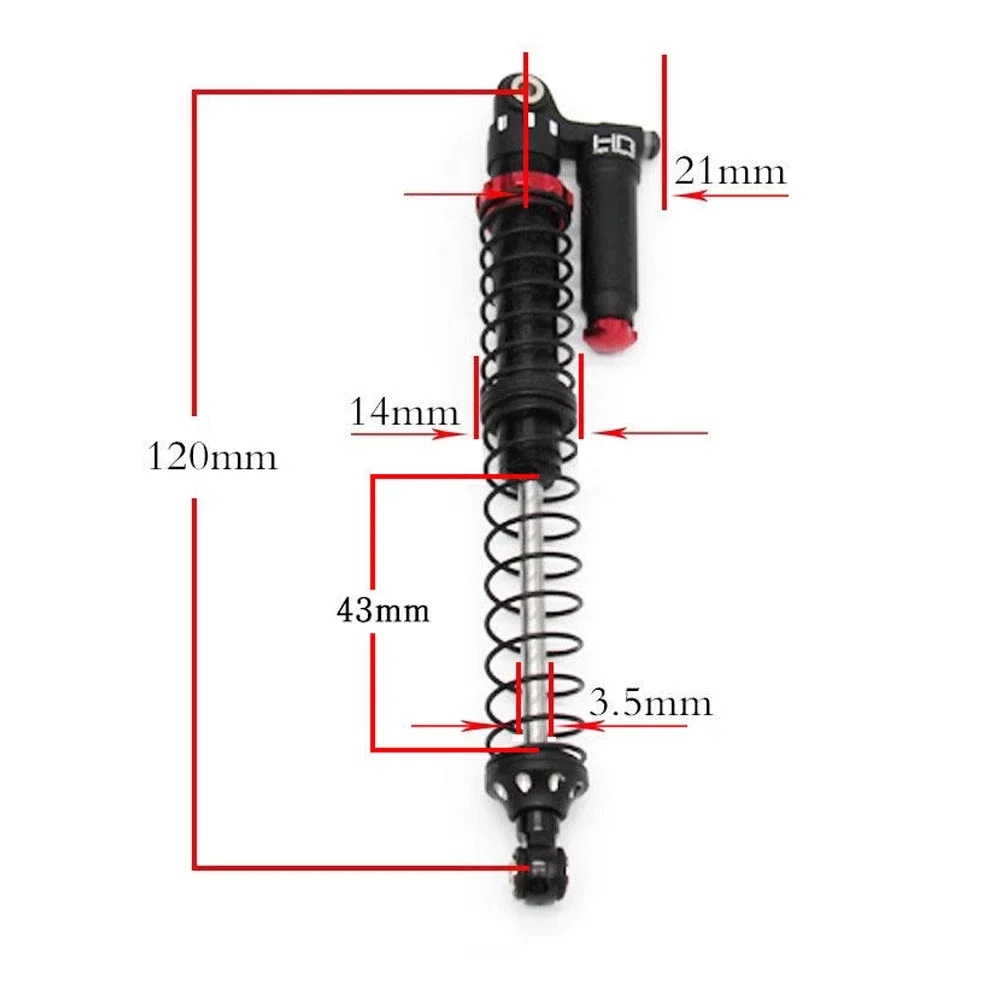 HR 120mm Negative Pressure Double-Section Hydraulic Shock Absorbers For 1/8 1/10 RC Model Car Road Crawler Accessories