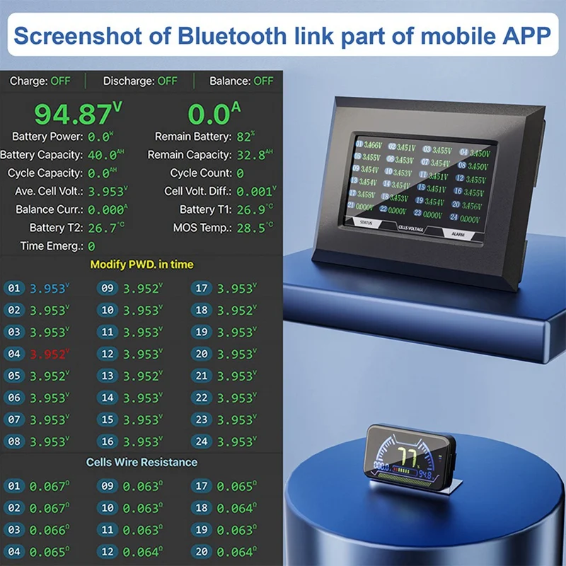 BMS Accessory LCD Display Screen With Active Switch Monitor For JK Smart BMS