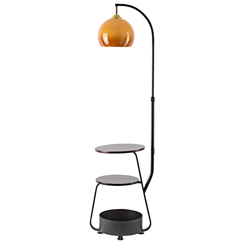 

Medieval style floor lamp, storage rack, integrated living room, high-value American retro bedroom lamp, wireless charging