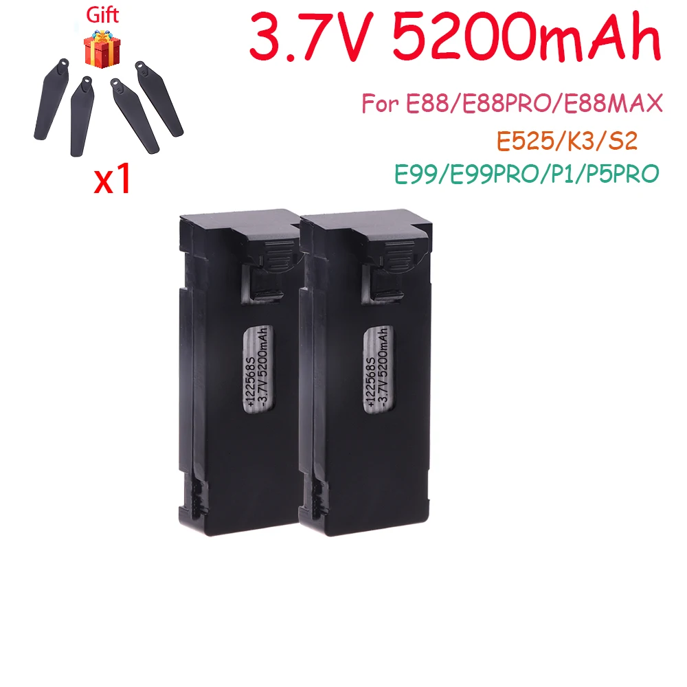 Upgrade 3.7V Drone Battery Accessory 5200mAh For E88 E88 PRO  E99 PRO E525PRO Mini Uav Drone Battery 4K Drone Spare Part Battery