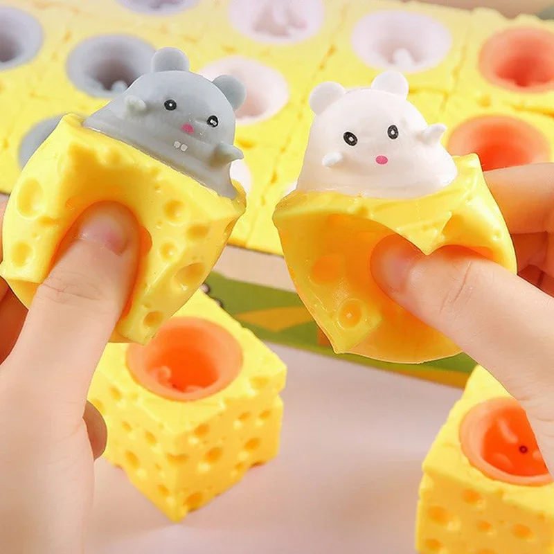 4/12Pcs Mini Cute decompression cheese mouse Toys For Boys Girls Birthday Party Favor Piñata Filler Carnival Kids Party Supplies