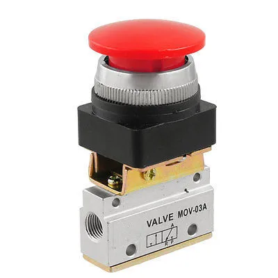 MOV-03A Momentary Mushroom Button 2 Position 3 Way Air Mechanical Valve