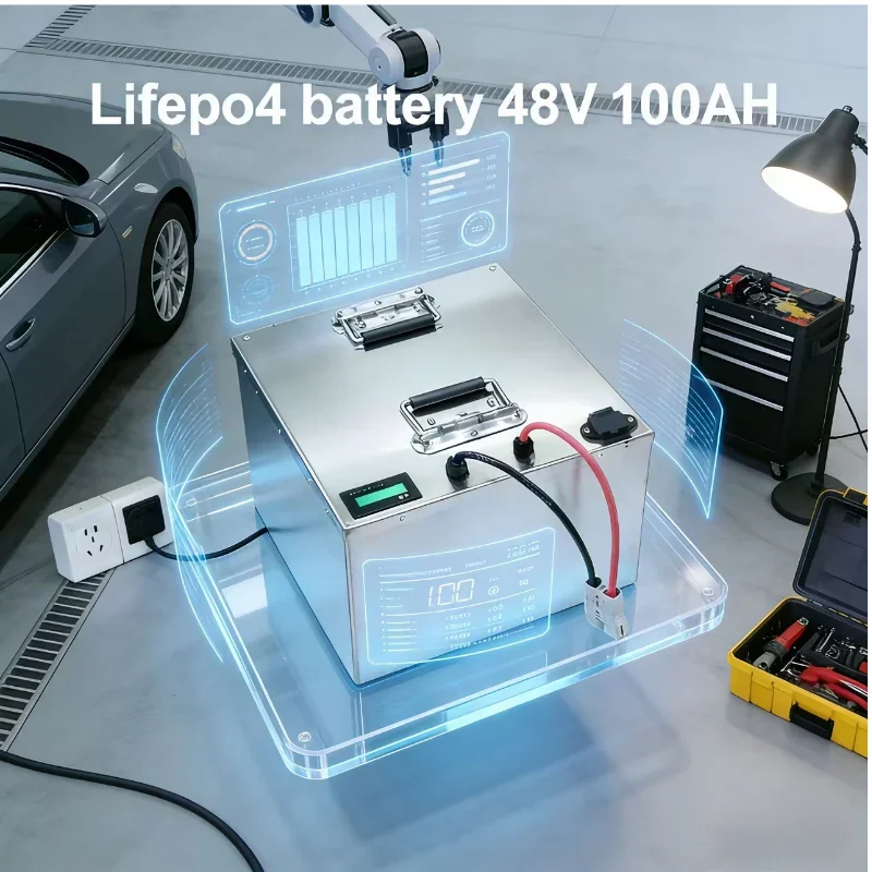 

48V 100Ah LiFePO4 Battery with Bluetooth BMS APP – Stable High-Capacity Inverter Power for Home & Business
