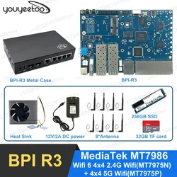 Banana Pi BPI R3 MediaTek MT7986 quad core Router Development Board,2G DDR RAM ,8G eMMC Flash Support Wi-Fi6 5 GbE network port