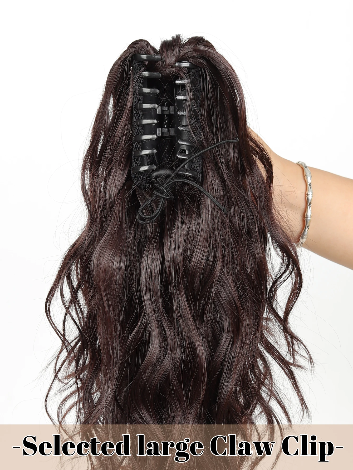 Yelowtim الاصطناعية مجعد الشعر التمديد 12 بوصة مخلب الرباط ذيل حصان خصلات شعر وهمية متوسطة براون مزيج التبييض شقراء #6