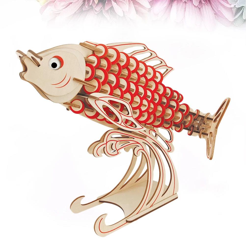 เกมปริศนาปลาคาร์พไม้ 3 มิติ ประกอบเองสำหรับเด็ก เสริมสร้างทักษะการเคลื่อนไหวที่ละเอียด ปริศนาเพื่อการศึกษาสำหรับเด็ก ช่วยพัฒนาการเรียนรู้และพัฒนาการทางปัญญา