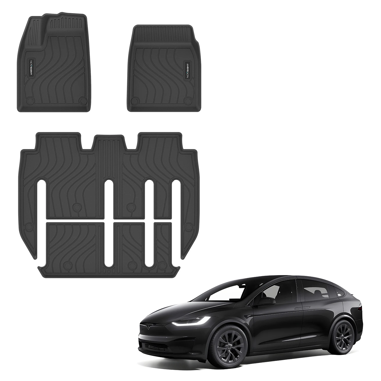 

NOVSIGHT Car Floor Mats Set Fit for Tesla for model X (7 seaters) for 2023 Floor Mats for Car TPE material
