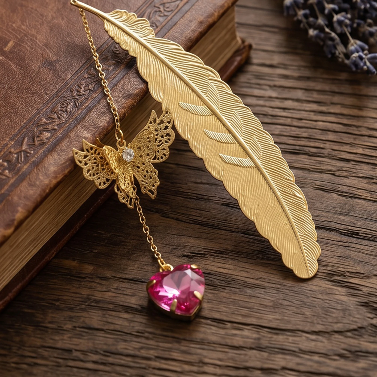 Vintage-Style Metal Feather Bookmark with 3D Butterfly Charm Metal Butterfly Bookmark Feather Bookmarks Birthday Gift for Women