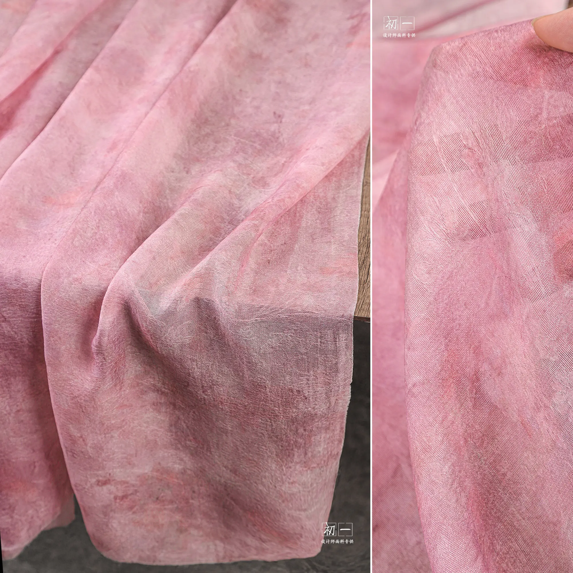 Carmine Flowers Tree Jacquard Grass and Wood Dyed Fabric Semi-Transparent Texture Designer Suitable for Clothing Production