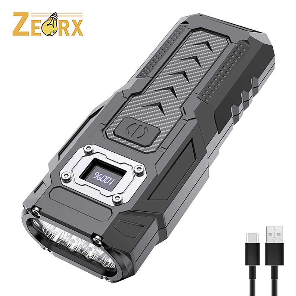 مصباح يدوي تكتيكي IPX5 مقاوم للماء، مصباح يدوي EDC قابل لإعادة الشحن USB-C مع ستروب طوارئ أحمر أزرق للمشي لمسافات طويلة والتخييم في المنزل