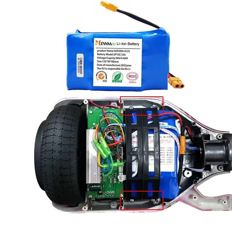 Imagem -04 - Substituição da Bateria de Lítio para Elétrica Auto Balanceamento Scooter Hoverboard e Monociclo 100 Original 36v 12.0ah