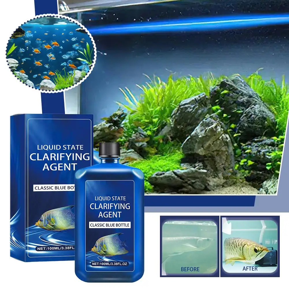 Aquarium-Wasserklärer zur Schnellen Beseitigung von Trübung, Reinigungslösung für Aquarien, Algenkontrolle, Wasseraufbereiter für Alle Fischbecken
