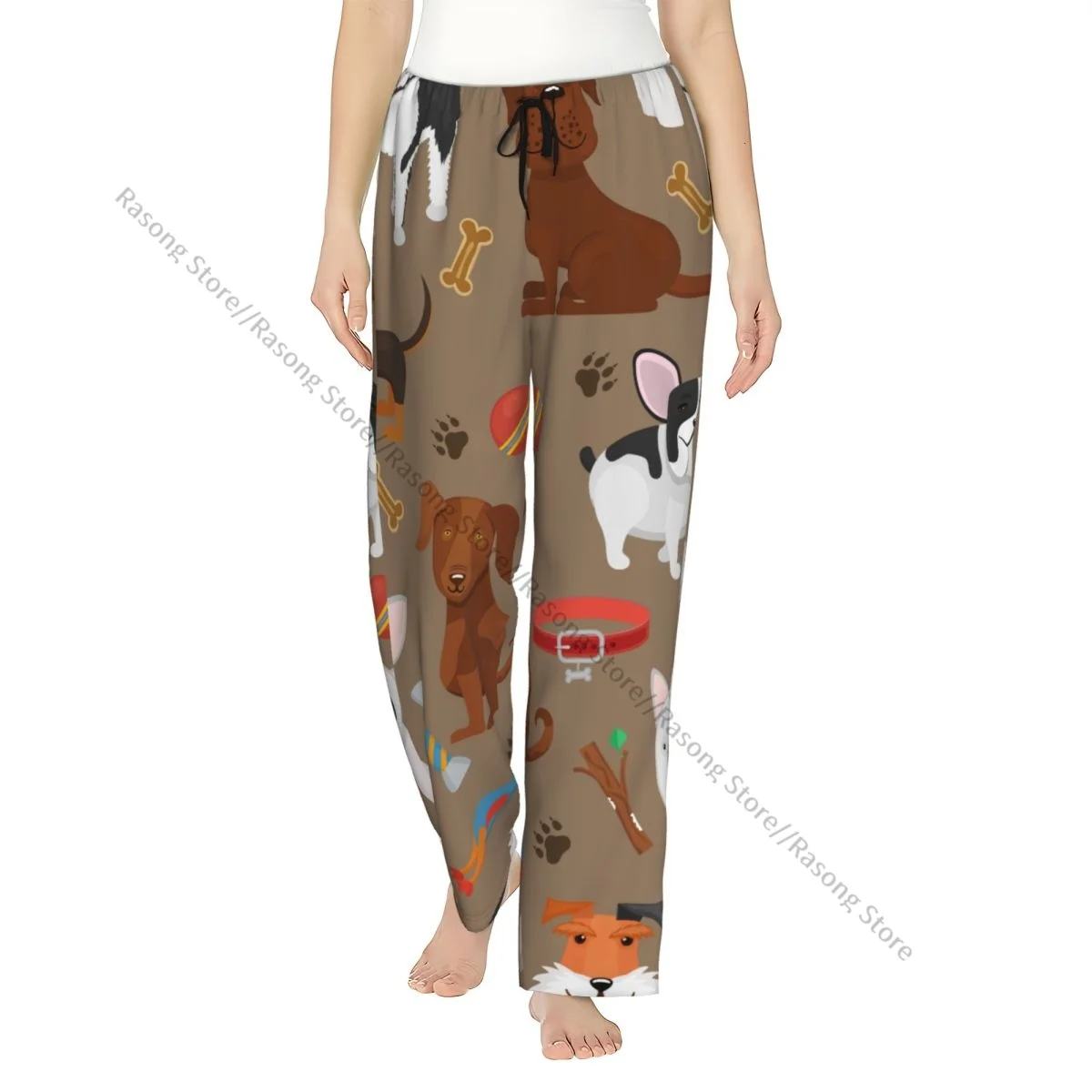 

Women Flannel Lounge Pants Soft Funny Dogs Cartoon Dog Pajama Pants Winter Sleepwear