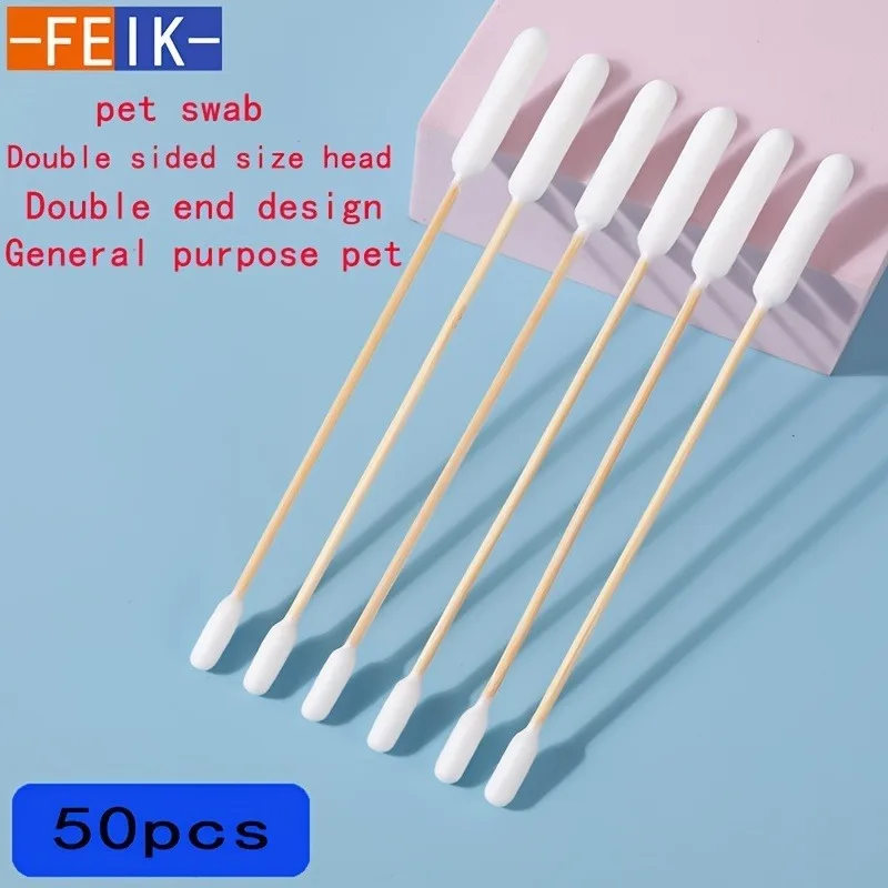 50/100/300/500/900/1000pcs 15cm Double headed Cotton Swabs , Bamboo Handle, Pet Ear Cleaning Solution Supplies for Dogs and Cats