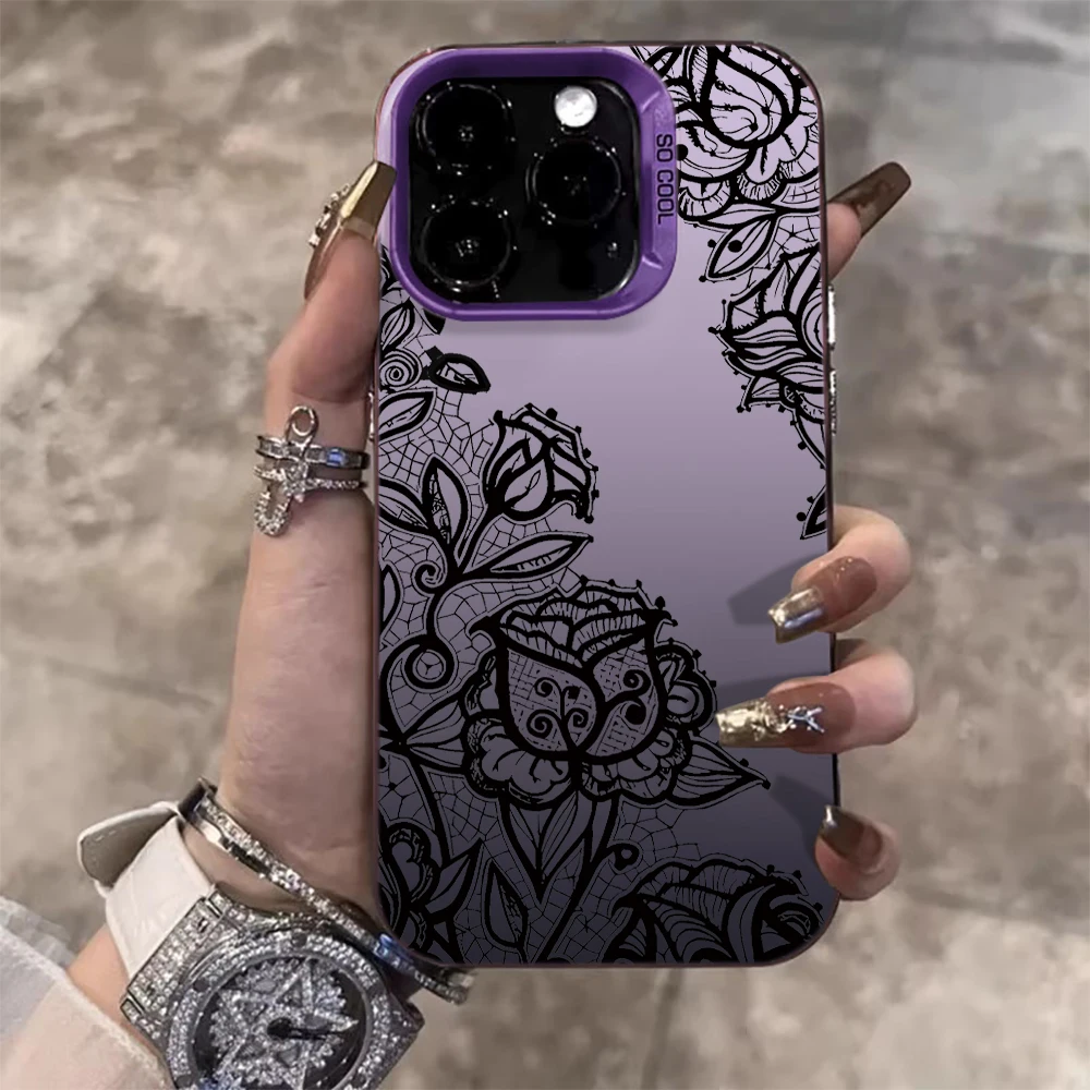 Luxuriöse Spitzenblumen-Hülle für iPhone 16 17 15 Pro Max Hüllen iPhone 17 11 12 13 ProMax 14 15 16e Plus 8 XS XR Stoßfeste IMD-Hülle – Detail 11