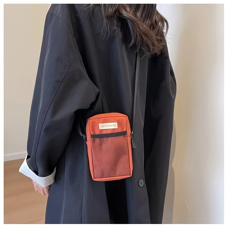 Solid color multifunctional niche phone bag, trendy zero wallet, headphone bag, personalized small shoulder bag