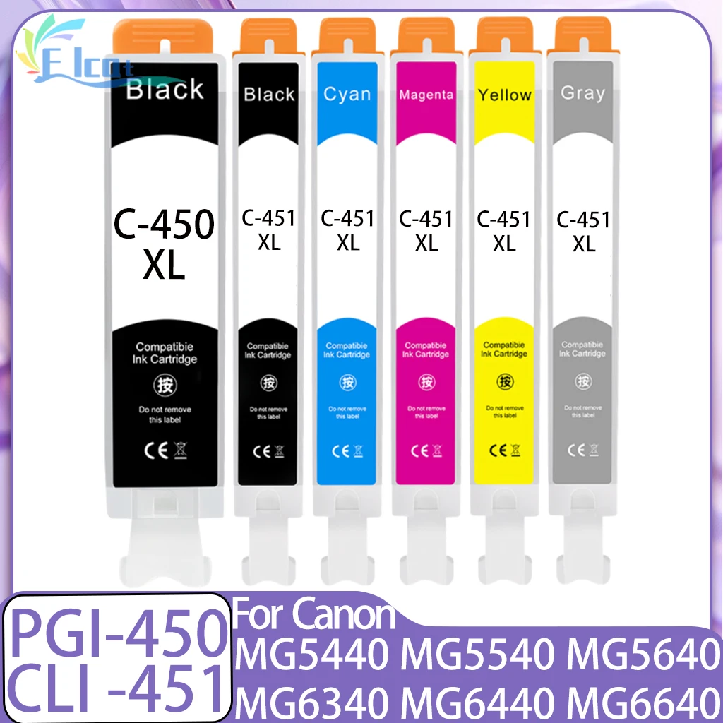 

PGI-450 CLI-451 PGI450 CLI451 Ink Cartridge Compatible For Canon Pixma MG5440 MG5540 MG5640 MG6440 IP7240 MX924 IX6540 Printer