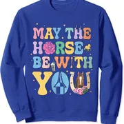 Polarshe Funny May The Horse Shirt Be With You Толстовка унисекс с круглым вырезом для любителей лошадей