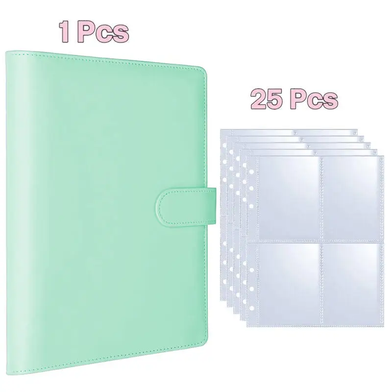 Loseblatt-Notizbuchhülle, Kartenbuch, 25 Blatt, 4-Gitter-Aufbewahrungstasche, DIY PVC-Fotoalbum, Ordner, Fotokartenhalter – Detail 8