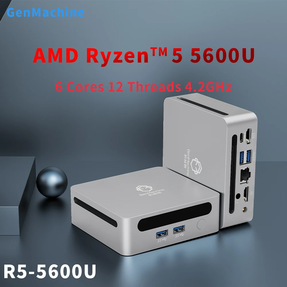 GenMachine Mini PC AMD Ryzen5 5600U Win11 R5 5600U 16G 256GB ~ 1TB Dual Channel Büro Gaming Computer PC Gamer DIY Geschenk LOL CSGO