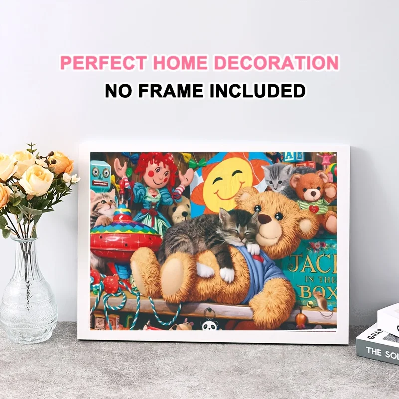 

Puzzles for Adults 1000 Pieces , Grey Board Cat and Bear Design, 70x50cm(27.5x19.6in) Large Finished Size for Home Decor