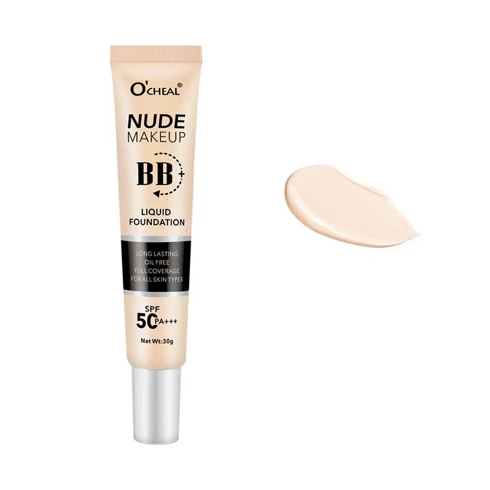 Waterproof Oil Control BB Cream Foundation Lasting Brightening Face Skin Cover Circles Moisturizing Dark Primer Makeup Conc C3D3