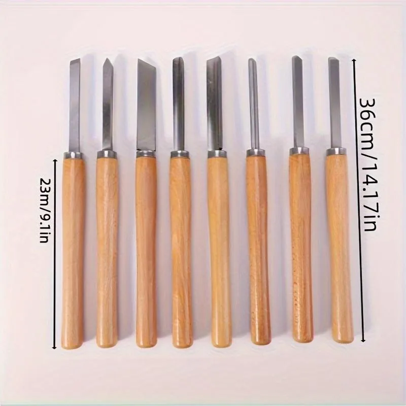 

8Pcs Professional Wood Turning Chisel Set Skew Spear Point Parting Round Nose Gouge Tools for Beginners to Pros