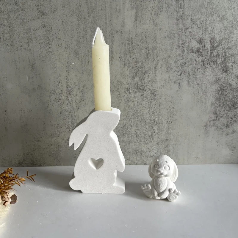 Looking up Rabbit Candlestick Decoration Silicone Mold Aromatherapy Gypsum  Epoxy