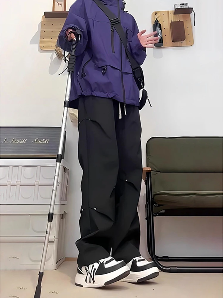 

Мужские брюки-карго American Sle Fce с подкладкой, осенне-зимние, с закаточными штанинами, с заклепками, в стиле десантного снаряжения, рабочая одежда для активного отдыха, походов и альпинизма...