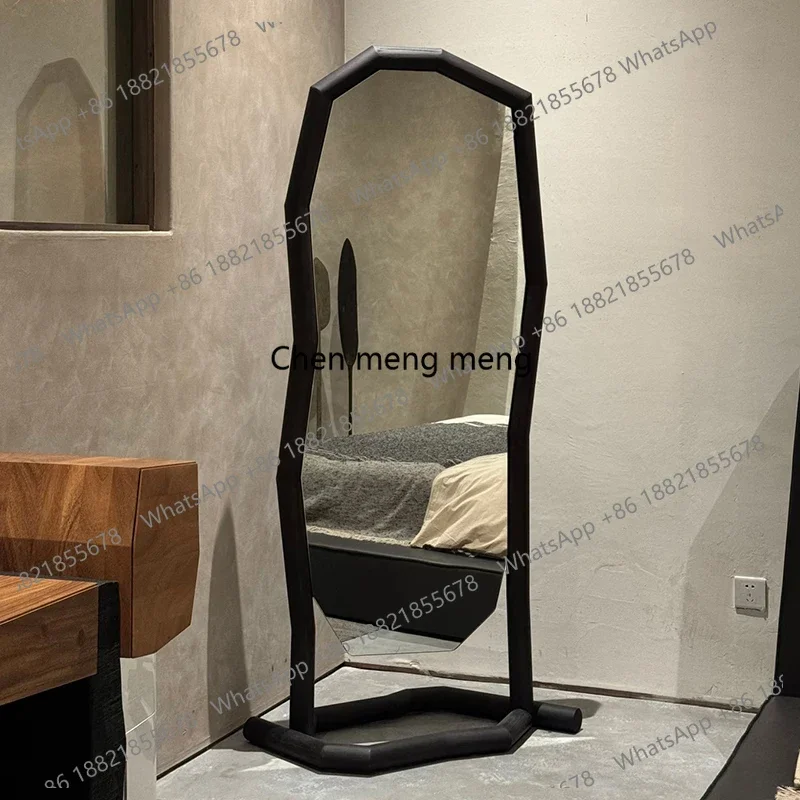 Italian solid wood dressing floor simple medieval chair mirror bedroom fitting full body mirror
