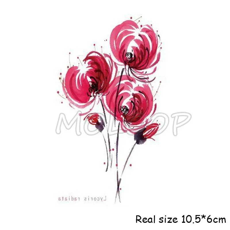 

Temporary Tattoo Sticker ink Red Spider snake Lily small flower waterproof fake Tatto flash hand Tatoo for woman girl kid 2