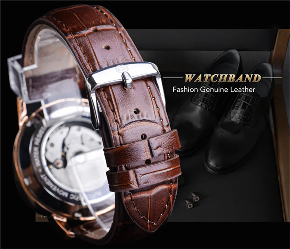 Forsining 399 Factory Men Watches Automatic Mechanical Clock 30M Waterproof Leather Design Reloj de hombre Free Shipping 2023