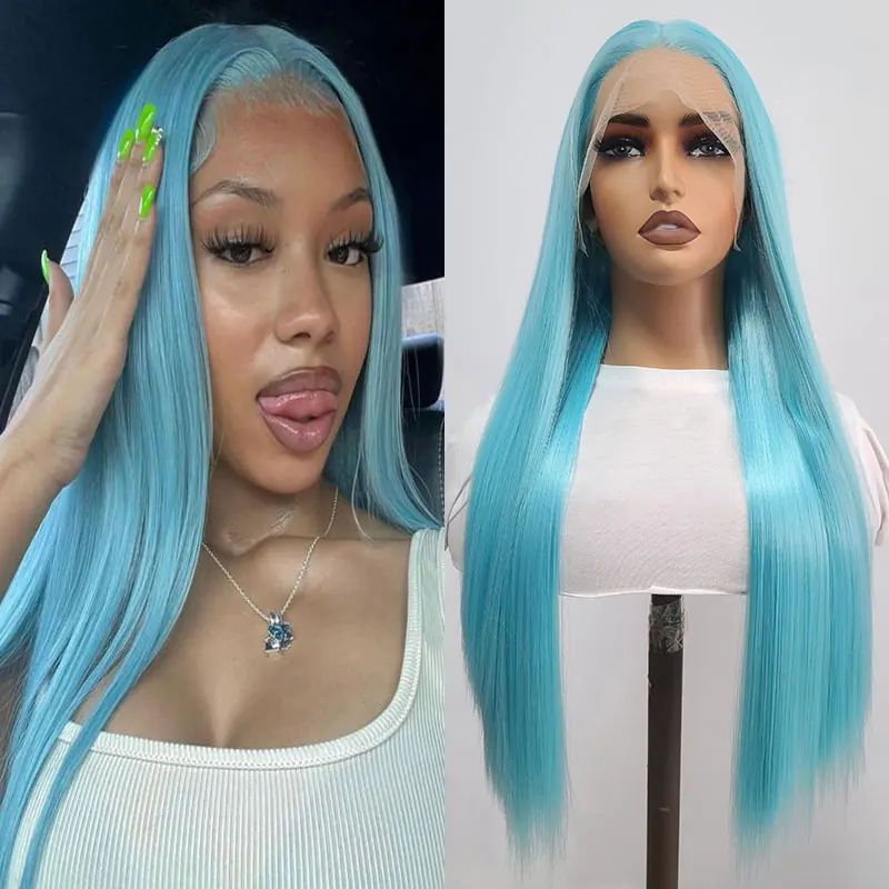 

Женские Длинные прямые синтетические парики на сетке, 13x4