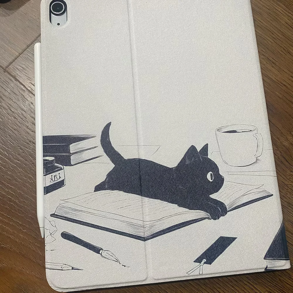 حافظة على شكل قطة استلقاء على كتاب آيباد لهاتف ابل اير 10.9 ايباد برو 2020 حافظة لجهاز ايباد 10.2 11 12.9 بوصة 2021 ميني 5 6