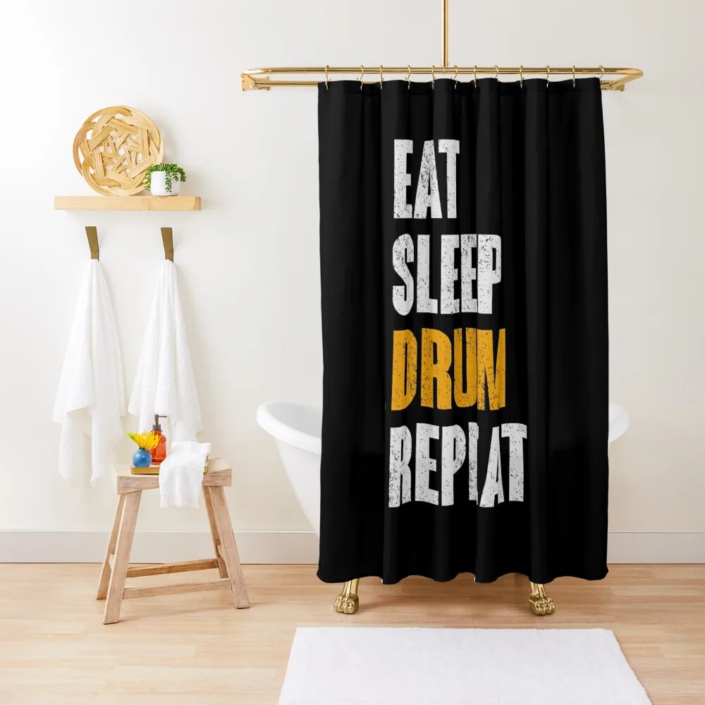 

Eat Sleep Drum Repeat - Drumming Musician Drummer Gift Shower Curtain Waterproof Shower Bathroom Shower Set Curtain