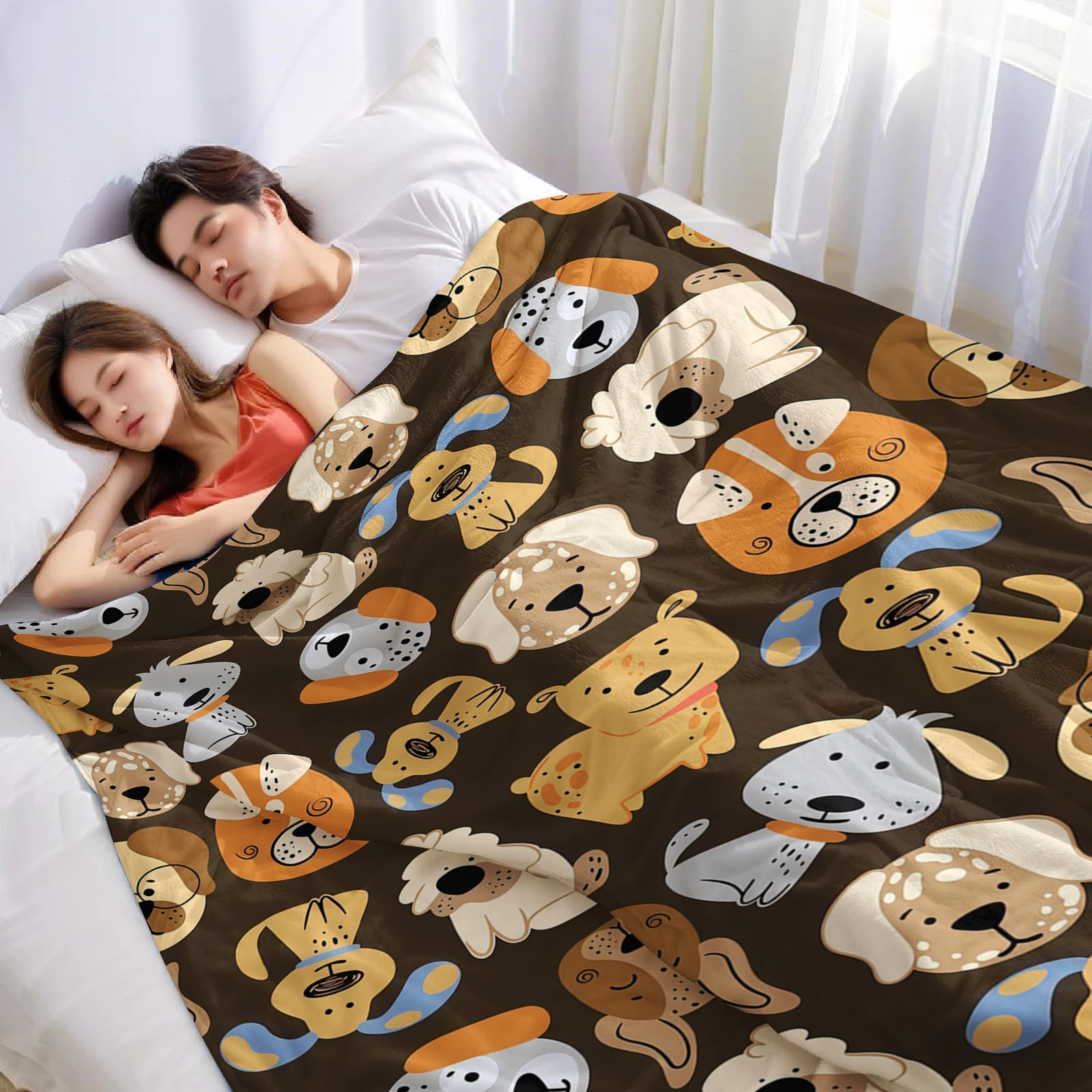 Cartoon Dog Pack Ultra Soft Sherpa Fleece Blanket Fluffy Warm Halloween Cozy Throw for Sofa Couch Bedroom Gift All season