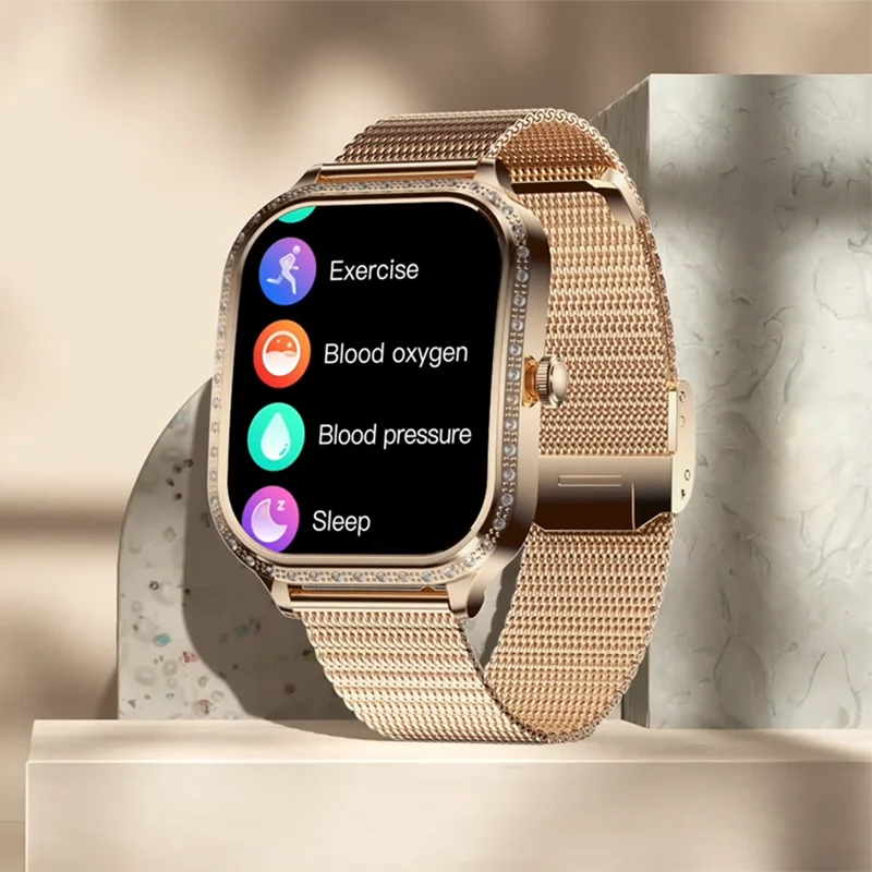 2025New Fashion Smart Watch Women 360*360 HD Screen Heart Rate Monitor Custom Dial Waterproof AI Voice Bluetooth Call Smartwatch