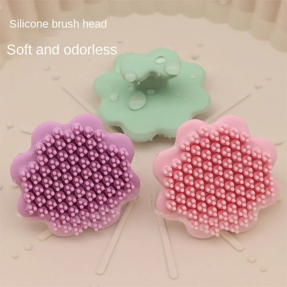 Manual Facial Cleansing Brush Exfoliating Handheld Silicone Massage Brush Cute Soft Face Scrubber Makeup Removal Skin Care Tool