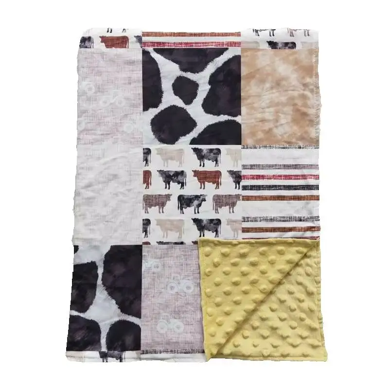 11.25 مزرعة حليب البقر نمط براون الطفل بطانية أسعار الجملة لينة مريحة الرضع بطانية للراحة والأناقة #1