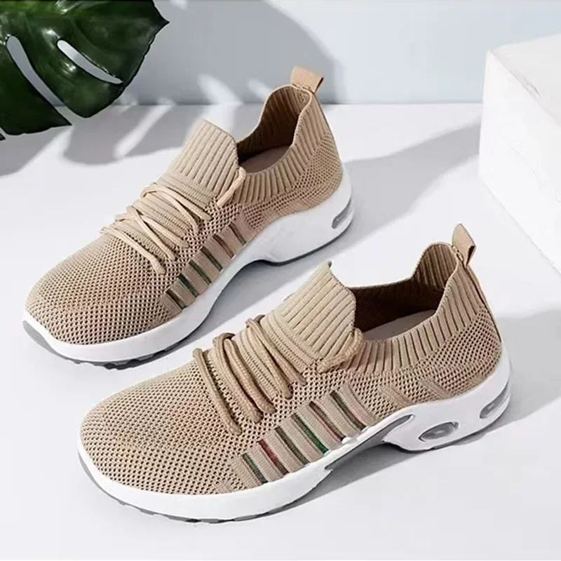 Spring Summer Women's Air Cushion Sneakers Mesh Woman Shoes Comfortable and Cushioned Flat Bottom Sports Running Shoes 41 Yards