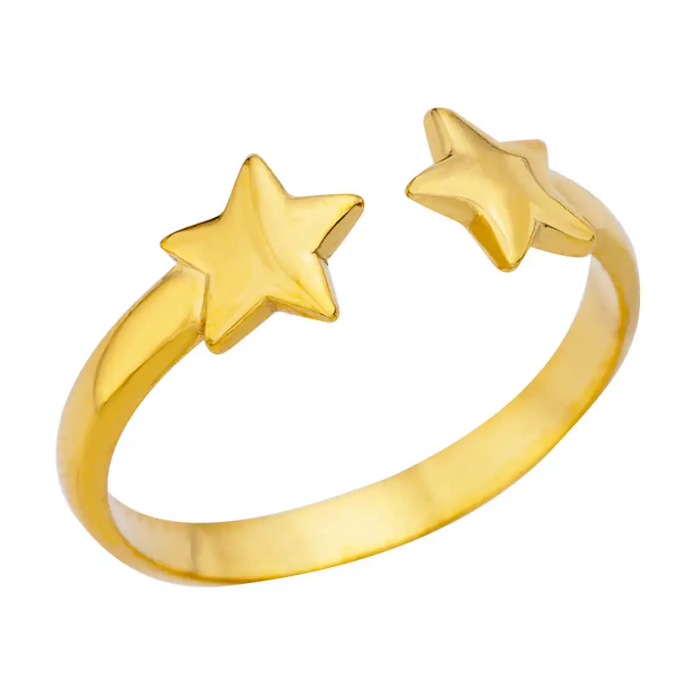 Stainless Steel Rings for Women Jewelry Accessorie Vintage Adjustable Aesthetic Geometric Embossed Simple Three Layer Star Ring