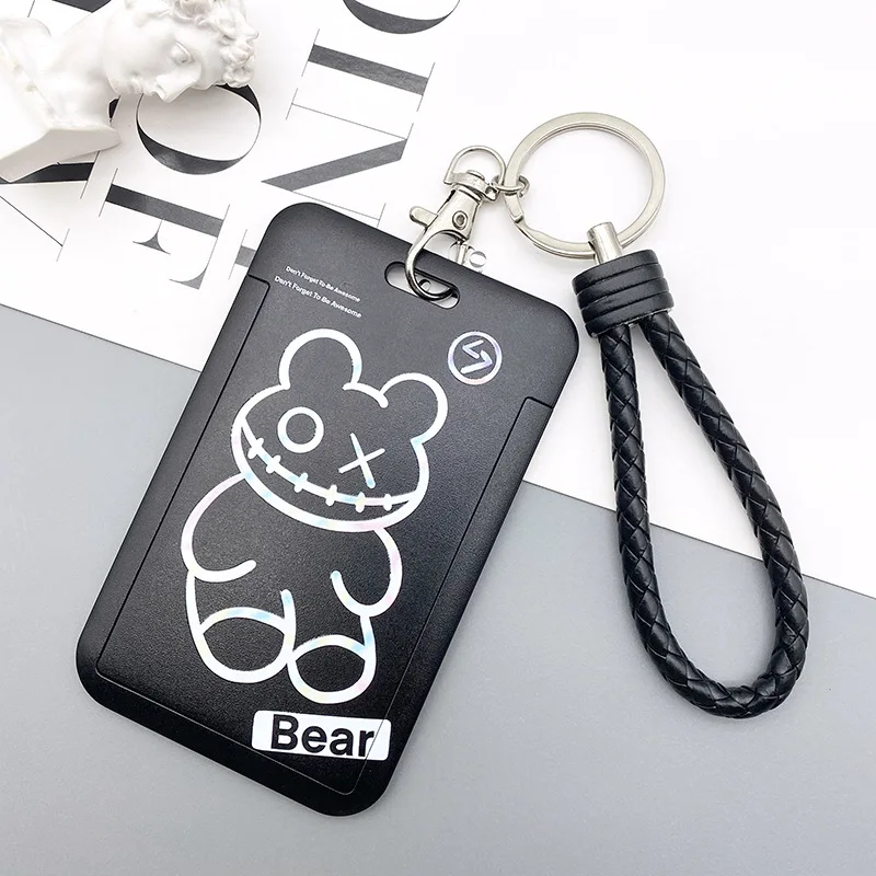 Fashion Black And White Cartoon Card Holder Work Card Bank Card Student Card Access Card ABS Plastic Lanyard Card Cover