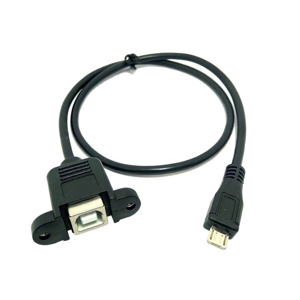 Micro USB to USB 2.0 Type B Female Cable Extension Cable with Panel Mount Screw Hole Lock Connector Adapter 0.3 M 0.5 M