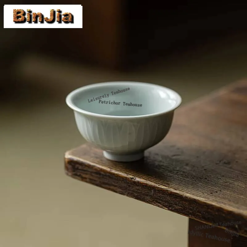 100ml Antique Tire Lotus Petal Ceramic Teacup Chinese Meditation Bell Cup Personal Tea Bowl Single Master Cup Kung Fu Teaset