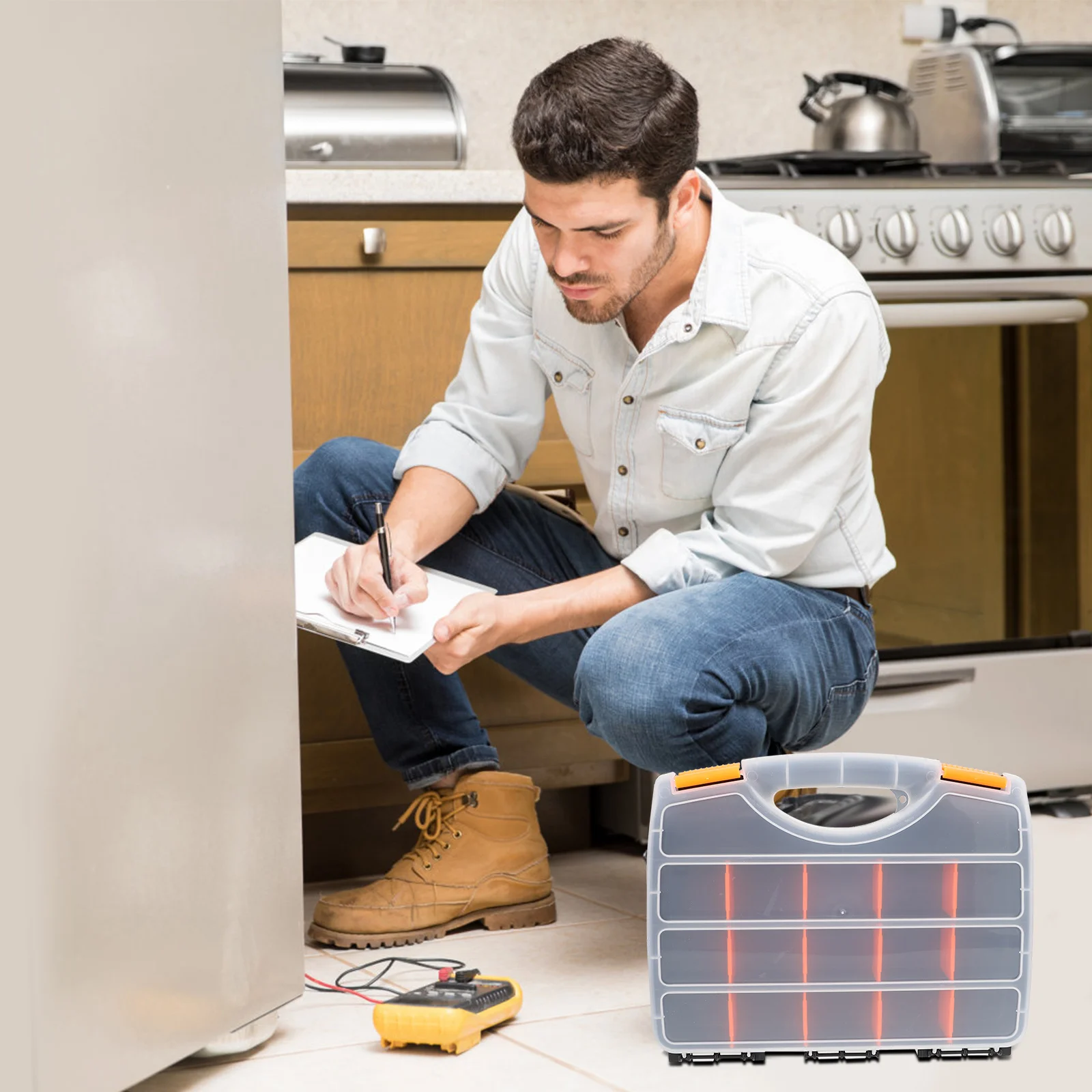 

1Pcs Tool Box Premium Material Sundries Storage Box Removable Partition Small Item Organizer Tools Divided Storage Case