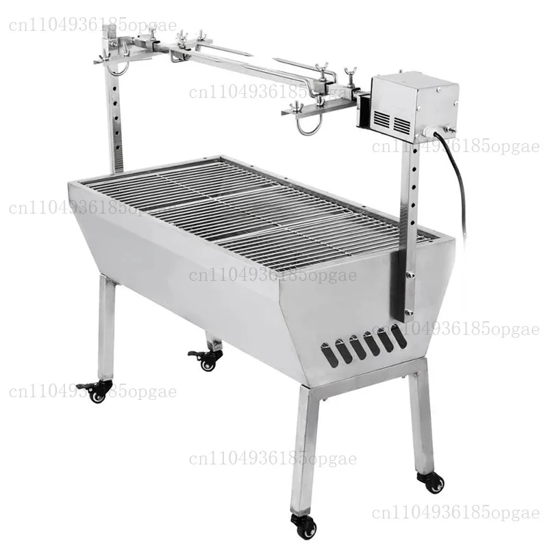 40KG / 88LBS Electric Roaster Grill 2 in 1 BBQ Rotisserie Grill W/ Lockable Wheels for Roasting Sheep Turkey Beef Fish