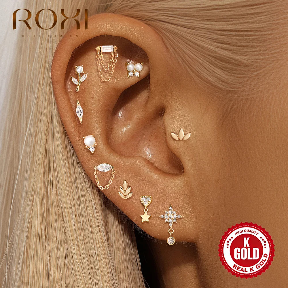 

Серьги-цепочки ROXI из цельного золота 14 карат с подвесками-звездочками и опалом в форме бабочки для женщин, изящные, роскошные, подарок на День святого Валентина